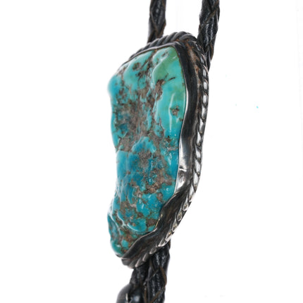 c1950 Navajo Freeform turquoise nugget sterling bolo tie