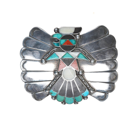 c1950 Zuni Sterling channel inlay belt buckle