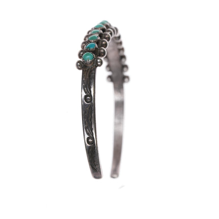 6 3/8" 1940's Zuni sterling snake eye turquoise cuff bracelet