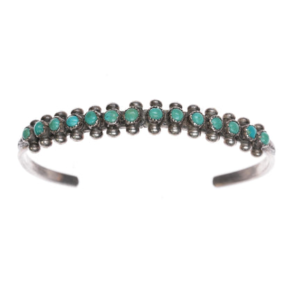 6 3/8" 1940's Zuni sterling snake eye turquoise cuff bracelet