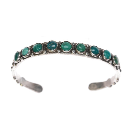 6 3/8" 40's-50's Navajo silver turquoise row cuff bracelet