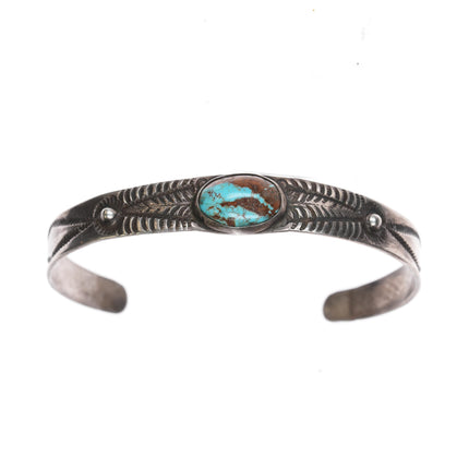 6" 30's-40's Navajo silver cuff bracelet with nice turquoise