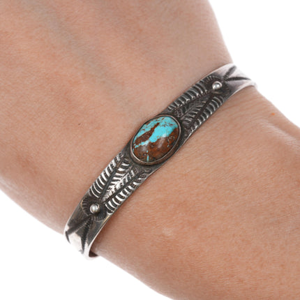 6" 30's-40's Navajo silver cuff bracelet with nice turquoise