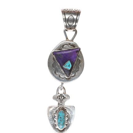 Large Virgil Reeder Navajo Sugilite, turquoise sterling masterpiece pendant