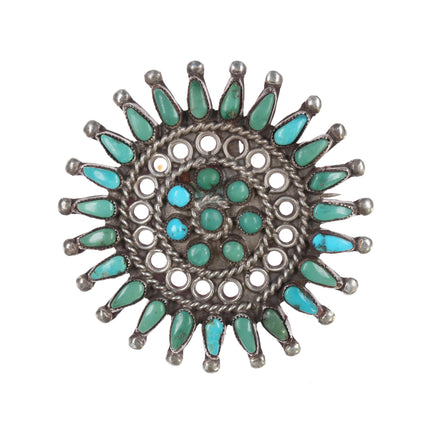 30's-40's Zuni turquoise cluster pendant/pin sterling