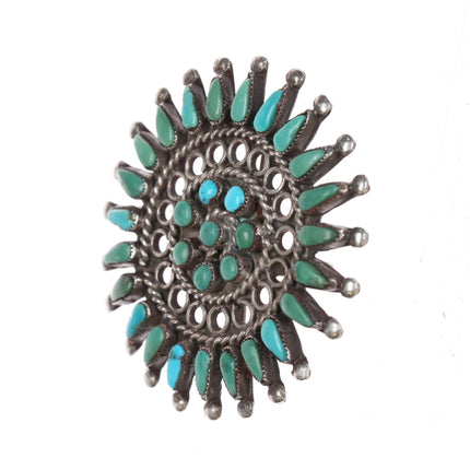 30's-40's Zuni turquoise cluster pendant/pin sterling