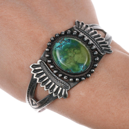 6.5" 40's-50's Vintage Navajo curio silver cuff bracelet with amazing turquoise