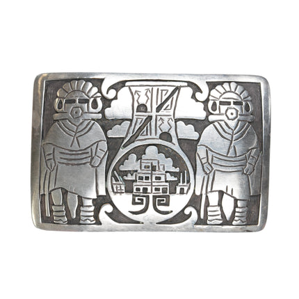 Vintage Hopi Overlay sterling belt buckle