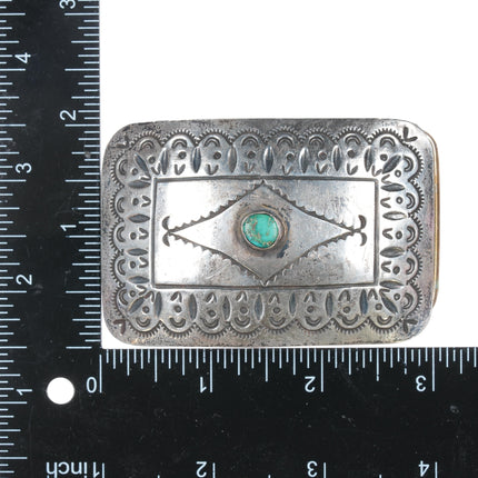 JS Vintage Navajo sterling belt buckle with turquoise