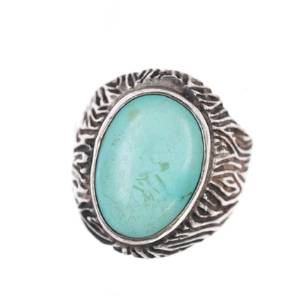 sz11.5 Vintage Native American cast sterling ring with nice turquoise