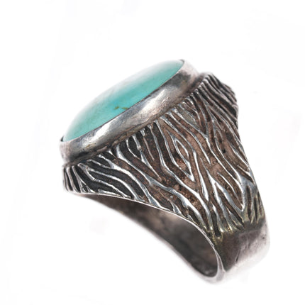 sz11.5 Vintage Native American cast sterling ring with nice turquoise