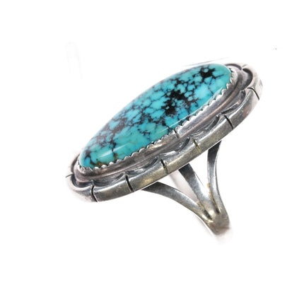 sz7.5 Vintage Navajo sterling black web Kingman turquoise ring