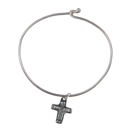 6.5" James Avery sterling bangle w/ rare retired Jesus cross charm