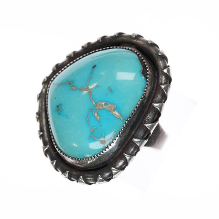 sz9.25 Amazing vintage Native American sterling high grade turquoise ring