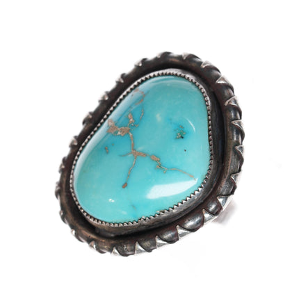 sz9.25 Amazing vintage Native American sterling high grade turquoise ring