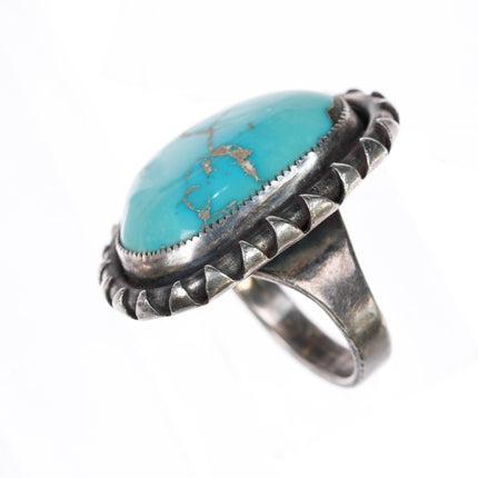 sz9.25 Amazing vintage Native American sterling high grade turquoise ring