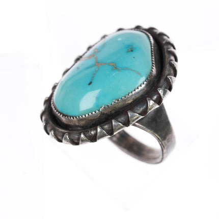 sz9.25 Amazing vintage Native American sterling high grade turquoise ring