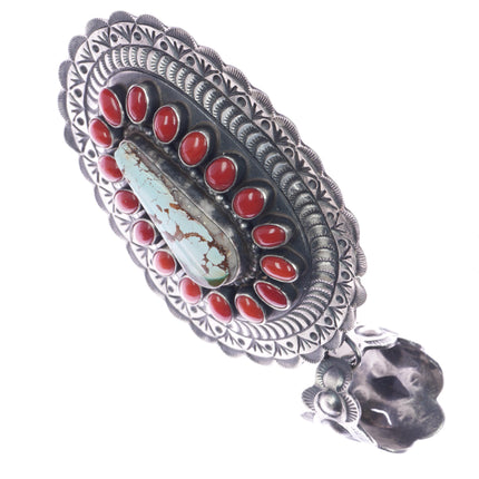 Shawn Cayatineto Navajo Sterling Mediterranean Coral Royston turquoise pendant