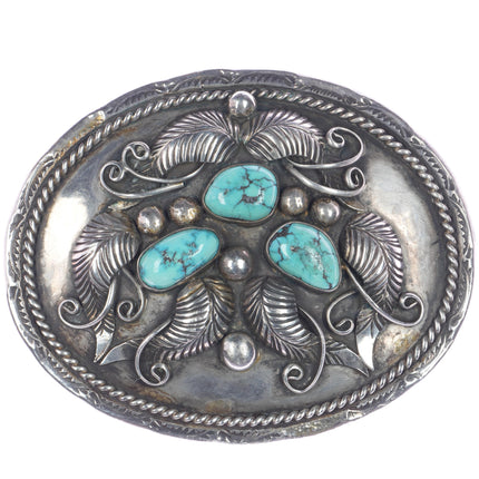 PC Vintage Native American sterling and turquoise belt buckle