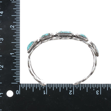 6 3/8" c1940's Native American silver high grade spiderweb turquoise cuff bracelet