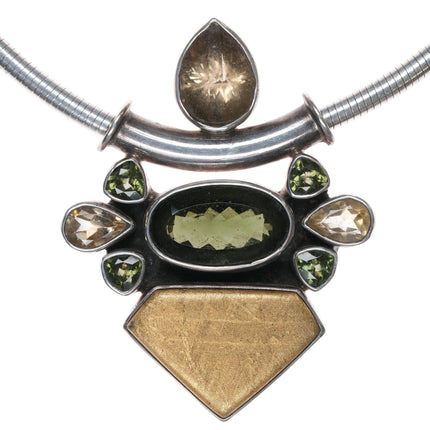 Sterling citrine, peridot retro necklace/pendant