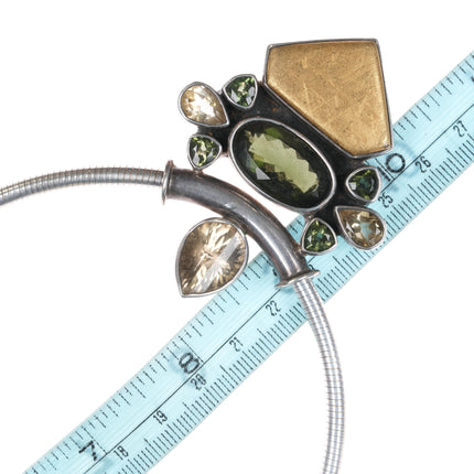 Sterling citrine, peridot retro necklace/pendant