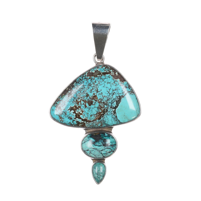 Retro Charles Albert sterling turquoise freeform pendant