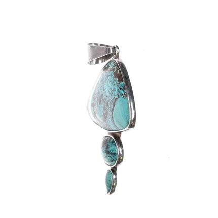 Retro Charles Albert sterling turquoise freeform pendant