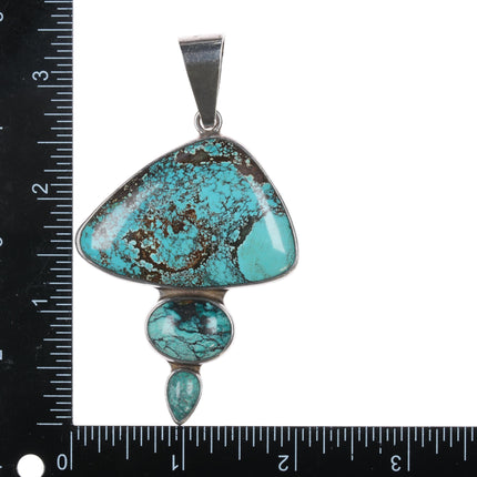 Retro Charles Albert sterling turquoise freeform pendant