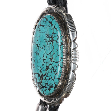 Huge NS Native American sterling Skyhorse turquoise bolo tie