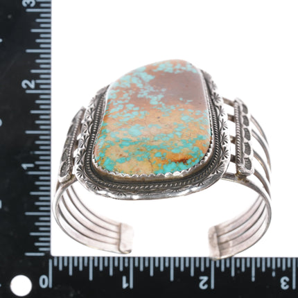 6.5" High Grade Hachita Turquoise Navajo sterling cuff bracelet