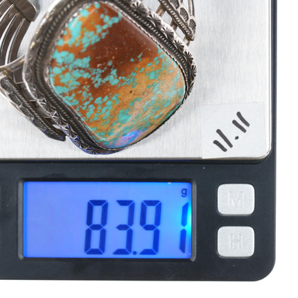 6.5" High Grade Hachita Turquoise Navajo sterling cuff bracelet