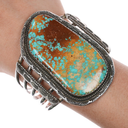 6.5" High Grade Hachita Turquoise Navajo sterling cuff bracelet