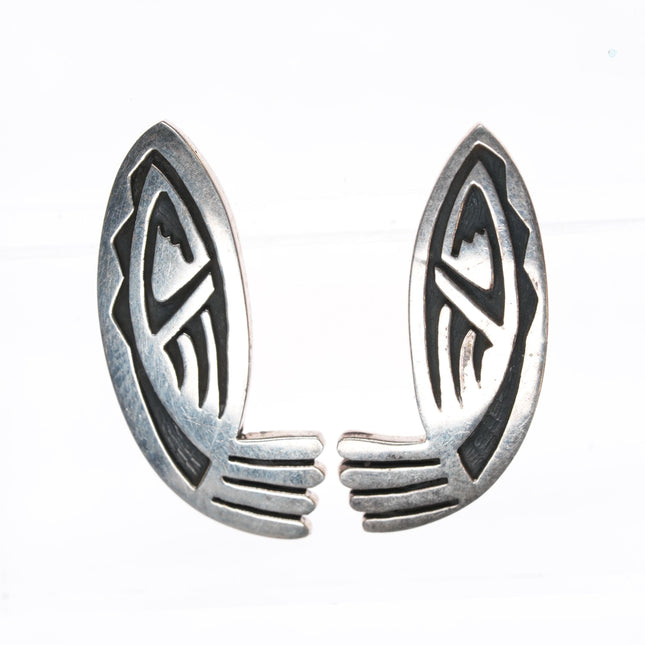 Floyd Namingha Lomakuyvaya Hopi sterling silver earrings in overlay style