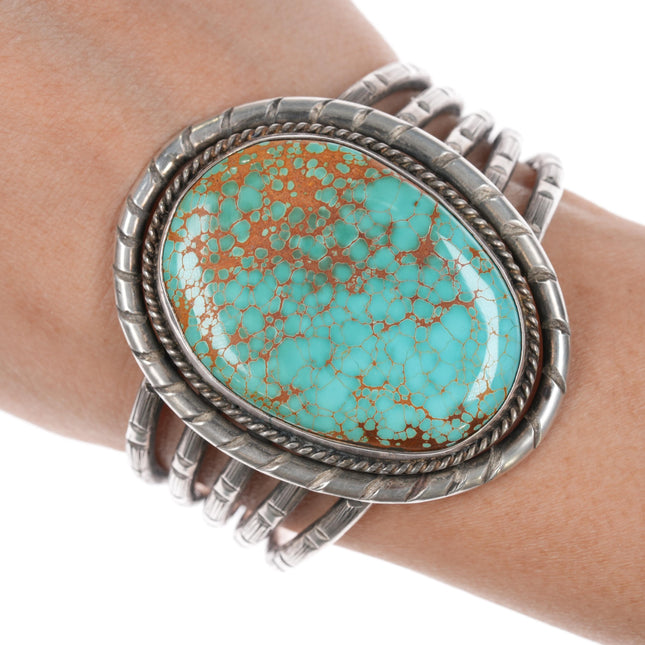 6" c1940's Large #8 Turquoise sterling native American cuff bracelet