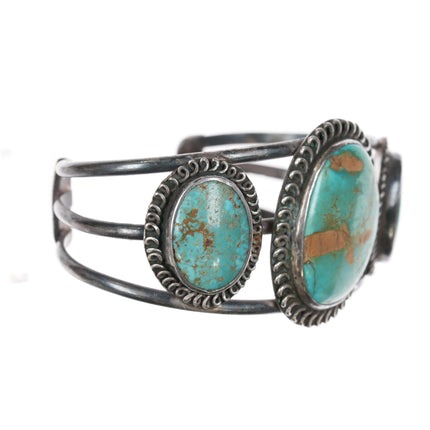 7" 50's-60's Navajo sterling Hachita turquoise cuff bracelet JG