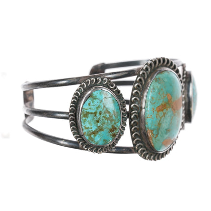 7" 50's-60's Navajo sterling Hachita turquoise cuff bracelet JG