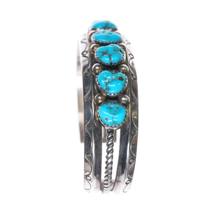 Sarah Curley Navajo Sterling silver turquoise row cuff bracelet