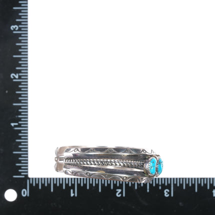 Sarah Curley Navajo Sterling silver turquoise row cuff bracelet