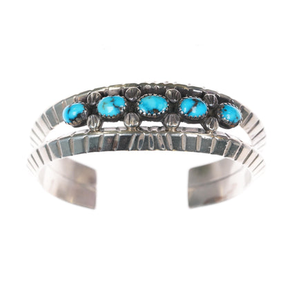 6 1/8" Eunice Claw Navajo sterling Atkinsons Trading Post high grade turquoise cuff bracelet