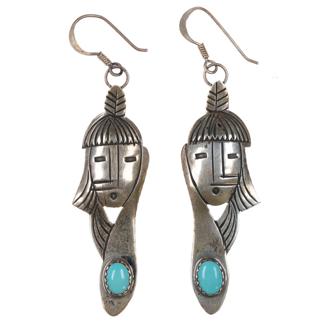 Tom Navajo sterling maiden earrings with turquoise