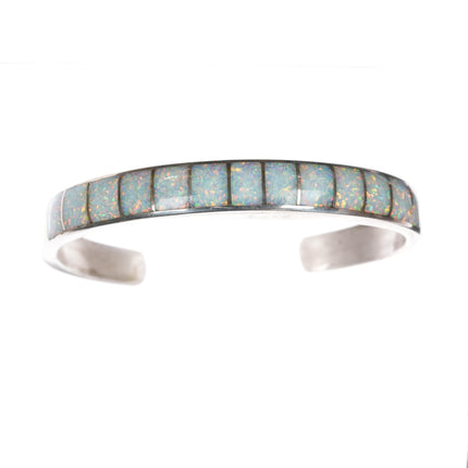 6.75" Emery Lalacita Zuni sterling synthetic opal inlay cuff bracelet