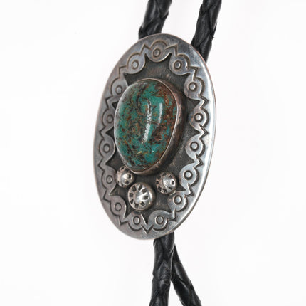 c1970 Southwestern sterling Chrysocolla bolo tie