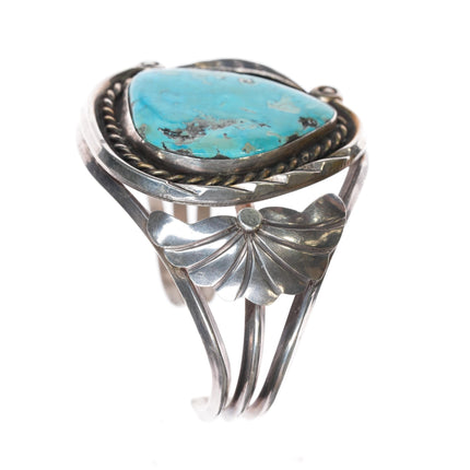 6.25" Vintage Navajo sterling cuff bracelet with large turquoise