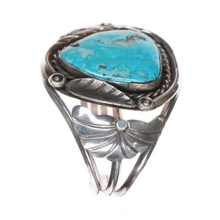 6.25" Vintage Navajo sterling cuff bracelet with large turquoise