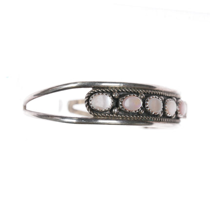 6.5" 70's-80's D Native American Sterling pink mother of pearl cuff bracelet