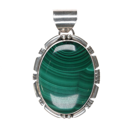 Vintage RRT Native American sterling malachite pendant