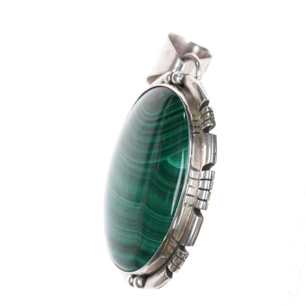 Vintage RRT Native American sterling malachite pendant