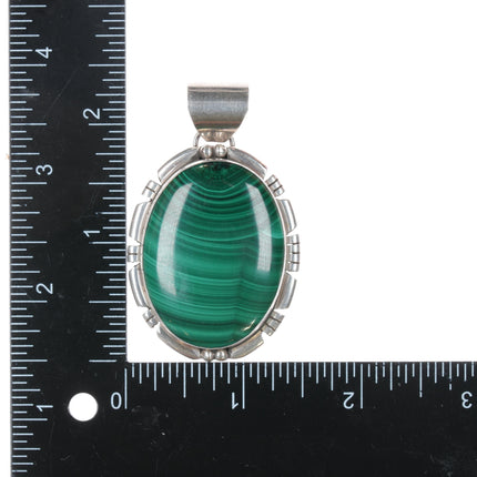 Vintage RRT Native American sterling malachite pendant