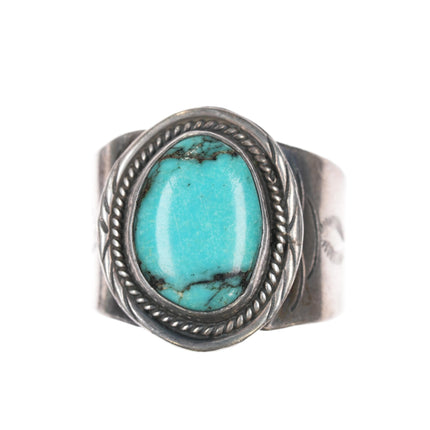 sz13 Blue Diamond Turquoise Vintage J Native American sterling ring